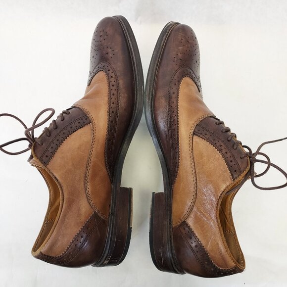 Aldo Wingtip Oxford Brogue Men's 8 Classic Dress Shoes Leather Brown Tan Lace up - Picture 9 of 16